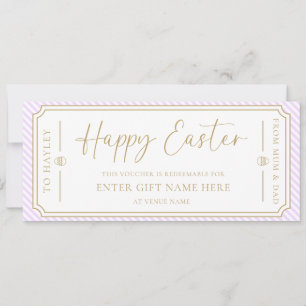 Lila Paarse Happy Easter Gift Voucher Kaart