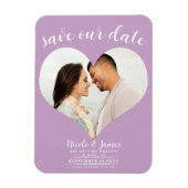 Lila Paarse Hart Foto Bruiloft Save the Date Magneet (Verticaal)