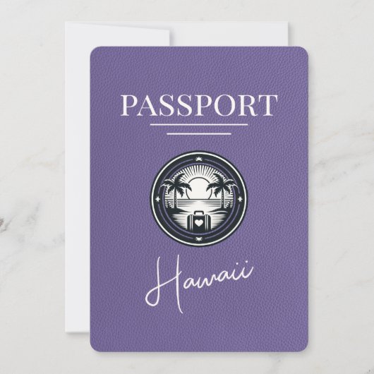 Lila Paarse Hawaii Passport Bewaar de datum Save The Date (Voorkant)
