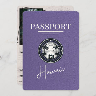 Lila Paarse Hawaii Passport Bewaar de datum Save The Date
