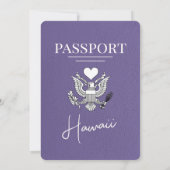Lila Paarse Hawaii Passport bruiloft uitnodiging (Achterkant)