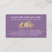 Lila Paarse honden en kattenbloemen Visitekaartje (Achterkant)
