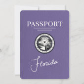 Lila Paarse huwelijksuitnodiging voor Florida Pass Kaart (Achterkant)