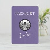 Lila Paarse India Paspoort Bewaar de datum Save The Date (Staand voorkant)