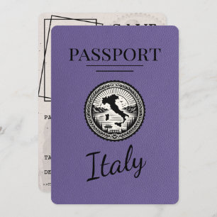 Lila Paarse Italië Paspoort Save The Date