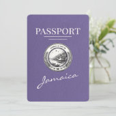Lila Paarse Jamaica Passport Bewaar de datum Save The Date (Staand voorkant)