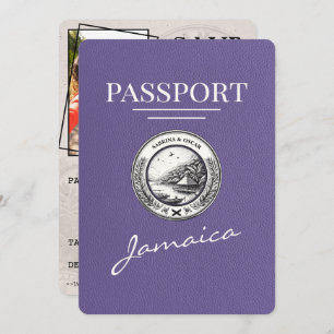 Lila Paarse Jamaica Passport Bewaar de datum Save The Date