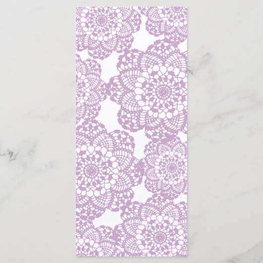Lila Paarse kant Doily Wedding Programma Programmakaart (Achterkant)