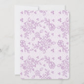Lila Paarse Lace Doily Wedding Invitation Kaart (Achterkant)