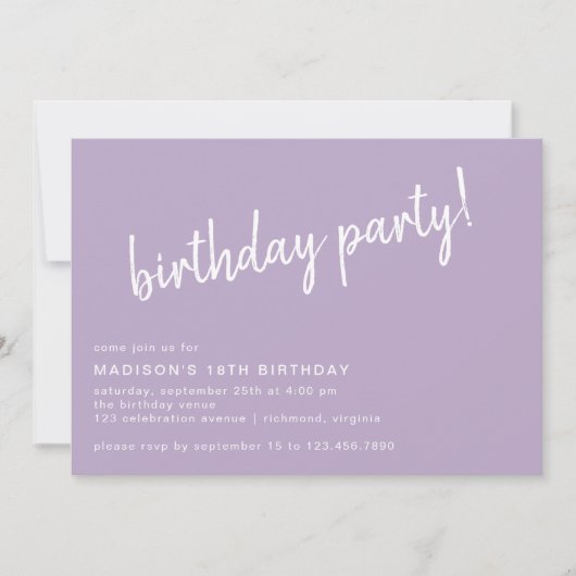 Lila Paarse Lavendel | Eenvoudige leeftijd Verjaar Kaart (Voorkant)