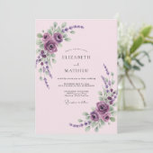 Lila Paarse Lavendel Eucalyptus Bruiloft Kaart (Staand voorkant)