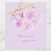 Lila paarse lente bloei bruiloft dank u wijn etiket (Enkel label)