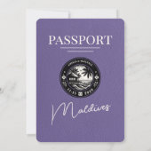 Lila Paarse Malediven Paspoortbruiloft Kaart (Achterkant)