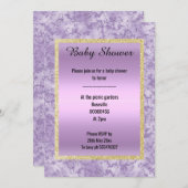  Lila Paarse marmer Glitter Gold Baby Kaart (Voorkant / Achterkant)