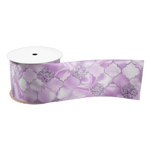 Lila Paarse Marokkaanse Quatrefoil Patroon Satijnen Lint