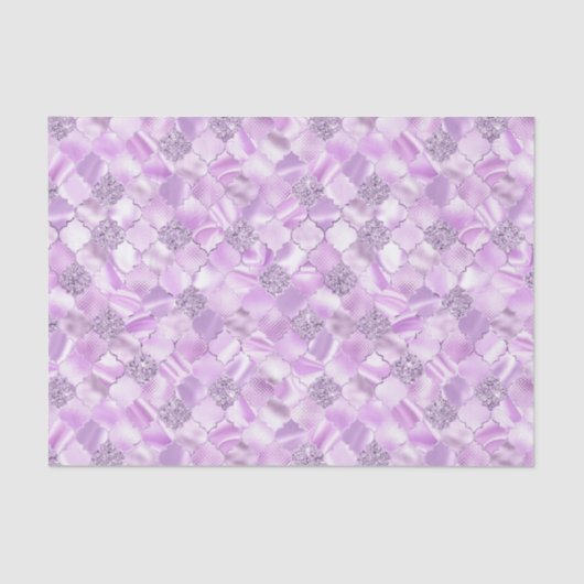 Lila Paarse Marokkaanse Quatrefoil Patroon Tissuepapier (Voorkant)