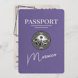 Lila Paarse Marokko Paspoort Bewaar de datum Save The Date