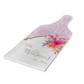 Lila Paarse Mediterrane Tegel Monogram Bruiloft Snijplank (Hoek)