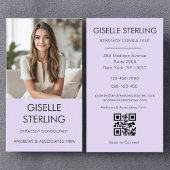 Lila Paarse minimale foto QR-code Modern Visitekaartje