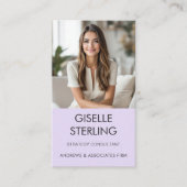 Lila Paarse minimale foto QR-code Modern Visitekaartje (Voorkant)