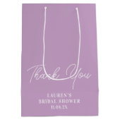Lila Paarse Minimalistische Bruidsbruiloft Bedankt Medium Cadeauzakje (Achterkant)