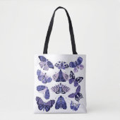 Lila Paarse Moth en Butterfly Tote Bag (Voorkant)
