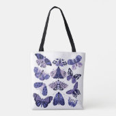 Lila Paarse Moth en Butterfly Tote Bag (Achterkant)