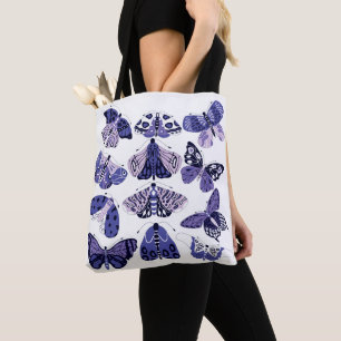 Lila Paarse Moth en Butterfly Tote Bag