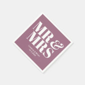 Lila Paarse Mr & Mrs gepersonaliseerde bruiloft se Servet (Hoek)