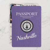 Lila Paarse Nashville Passport Bewaar de datum Save The Date (Voorkant / Achterkant)