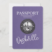Lila Paarse Nashville Passport Wedding Kaart (Achterkant)