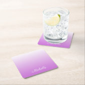 Lila paarse ombre gepersonaliseerde naam kartonnen onderzetters (Insitu)