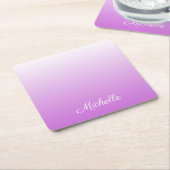 Lila paarse ombre gepersonaliseerde naam kartonnen onderzetters (Schuin)