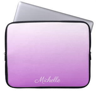 Lila paarse ombre gepersonaliseerde naam laptop sleeve