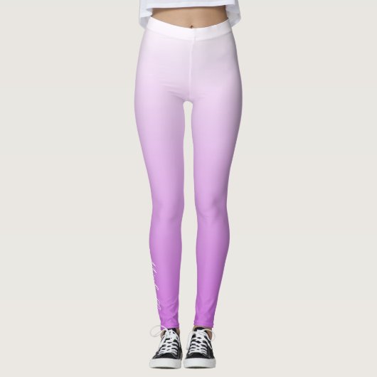 Lila paarse ombre gepersonaliseerde naam leggings (Voorkant)
