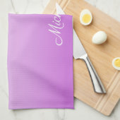 Lila paarse ombre gepersonaliseerde naam theedoek (Quarter Fold)