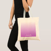Lila paarse ombre gepersonaliseerde naam tote bag (Voorkant (product))
