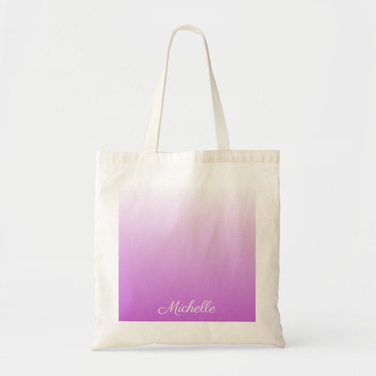 Lila paarse ombre gepersonaliseerde naam tote bag (Voorkant)