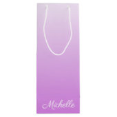 Lila paarse ombre gepersonaliseerde naam wijn cadeautas (Achterkant)