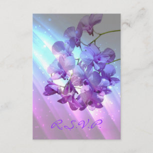 lila paarse orchidee bruiloft RSVP-respons RSVP Kaartje