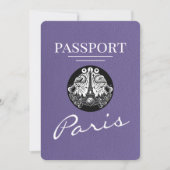 Lila Paarse Parijse paspoort Bewaar de datum Save The Date (Voorkant)