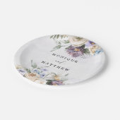 Lila Paarse Peony Wildbloemen Bouquet Wedding Papieren Bordje (Gekanteld)