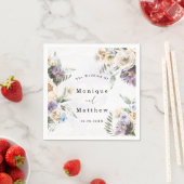 Lila Paarse Peony Wildbloemen Bouquet Wedding Servet (Insitu)