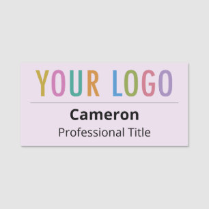 Lila Paarse Personeel Naam Tag Business Logo Magne