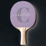 Lila Paarse Persoonlijke het Monogram van het Manu Tafeltennisbatje<br><div class="desc">Lila paars | Aangepaste scriptmonogram Naam pingpongpeddel</div>