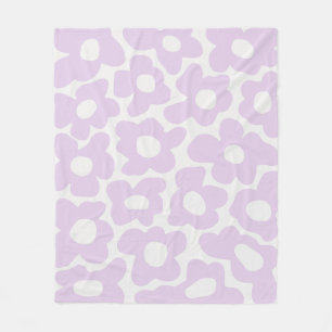 Lila Paarse Retro Groovy Baby Flowers Patroon Fleece Deken
