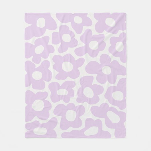 Lila Paarse Retro Groovy Baby Flowers Patroon Fleece Deken (Voorkant)