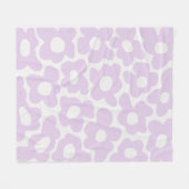 Lila Paarse Retro Groovy Baby Flowers Patroon Fleece Deken (Voorkant (Horizontaal))