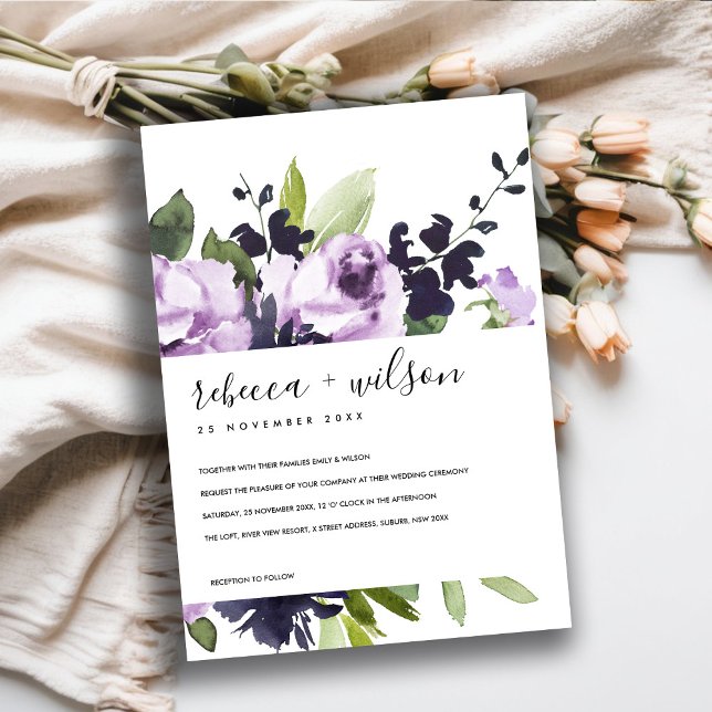 LILA PAARSE ROOS FLORAL WATERVERF BUNCH WEDING (Creator heeft geüpload)