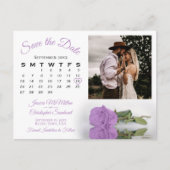 Lila Paarse Roos Foto & Kalender Sla de Datum op Aankondigingskaart (Voorkant)
